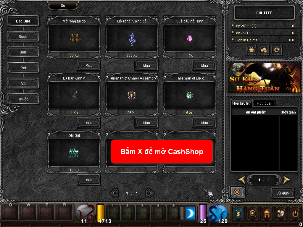 Chức năng chính của Game MU Châu Long